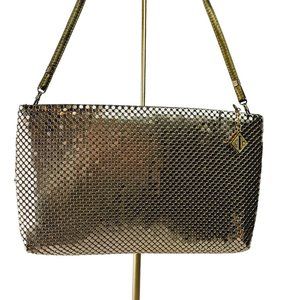 Vintage 1980's Whiting and Davis Gold Metal Mesh High Rise Convertible Crossbody